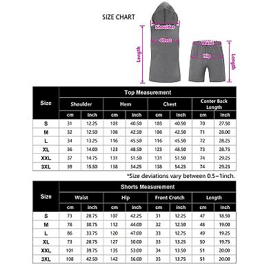 Men's Tracksuit 2 Piece Sleeveless Hooded Workout Tank Top and Shorts Athletic Hoodie Shorts Set