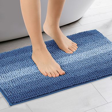 2Pcs Contrasting Color Bathroom Rugs, Plush Shaggy Bath Carpet for Bathroom Floor 20" x 32"