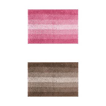 2 pc Contrasting Color Bathroom Rugs, Plush Shaggy Bath Carpet for Bathroom Floor 20" x 32"