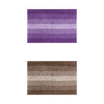 2 pc Contrasting Color Bathroom Rugs, Plush Shaggy Bath Carpet for Bathroom Floor 20" x 32"