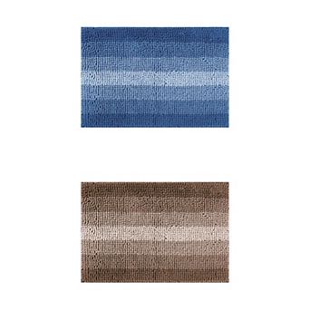 2 pc Contrasting Color Bathroom Rugs, Plush Shaggy Bath Carpet for Bathroom Floor 20" x 32"