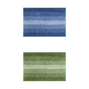 2 pc Contrasting Color Bathroom Rugs, Plush Shaggy Bath Carpet for Bathroom Floor 20" x 32"