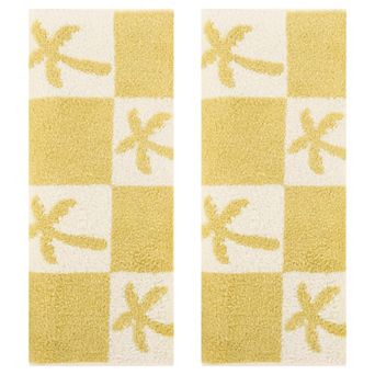 Color Block Plaid Cotton Hand Towels, Soft Absorbent Bathroom Towel 2 Pack