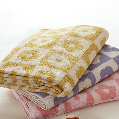 Checkered Floral Hand Towels, Cotton Soft Absorbent Decorative Bathroom Towel 2 Pack