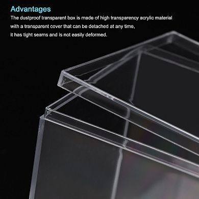 Acrylic Plastic Storage Box Display Case with Lid 3.7"x3.7"x3.7" 4pcs