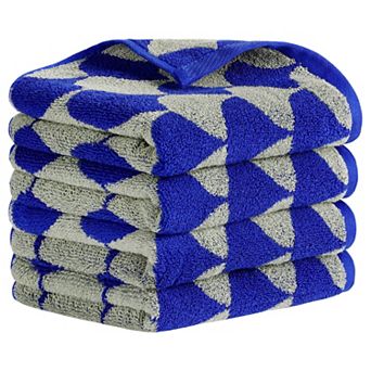 Cotton Hand Towels, Geometric Absorbent Soft Decorative Hand Towel 4 Pack