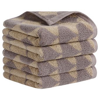 Cotton Hand Towels, Geometric Absorbent Soft Decorative Hand Towel 4 Pack