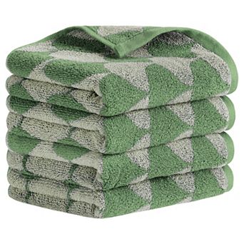 Cotton Hand Towels, Geometric Absorbent Soft Decorative Hand Towel 4 Pack
