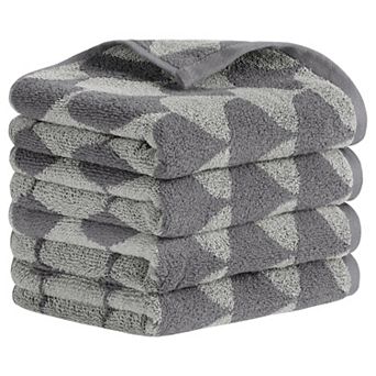 Cotton Hand Towels, Geometric Absorbent Soft Decorative Hand Towel 4 Pack