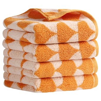 Cotton Hand Towels, Geometric Absorbent Soft Decorative Hand Towel 4 Pack