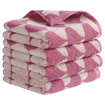 Cotton Hand Towels, Geometric Absorbent Soft Decorative Hand Towel 4 Pack