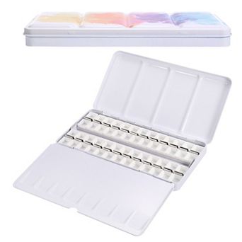 Empty Watercolor Palette, Metal Watercolor Tin with 52 pc Half Pans Paint Case with Lid 52 Wells