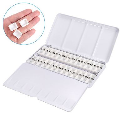Empty Watercolor Palette, Metal Watercolor Tin with 52pcs Half Pans Paint Case with Lid 52 Wells