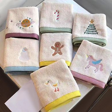 Cute Cartoon Pattern Decorative Hand Towel Set, 14" x 30" Soft Towels 4 Pack