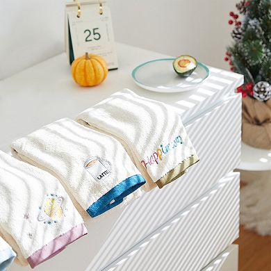 Cute Cartoon Pattern Decorative Hand Towel Set, 14" x 30" Soft Towels 4 Pack