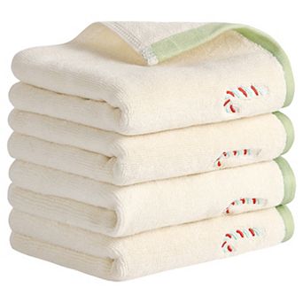 Cute Cartoon Pattern Decorative Hand Towel Set, 14" x 30" Soft Towels 4 Pack