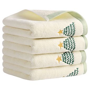 Cute Cartoon Pattern Decorative Hand Towel Set, 14" x 30" Soft Towels 4 Pack