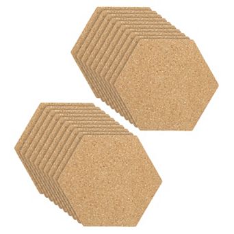 Cork Board Tiles, 20 Pack Self Adhesive Hexagon Bulletin Board Display Corkboard for Floor Wall