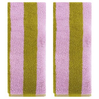 Striped Hand Towels Set, Absorbent Soft Towel for Kitchen Spa Workout 2 Pack