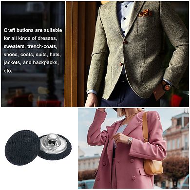 20pcs 24L Fabric Cloth Covered Button 15mm Metal Shank Round Sewing Buttons