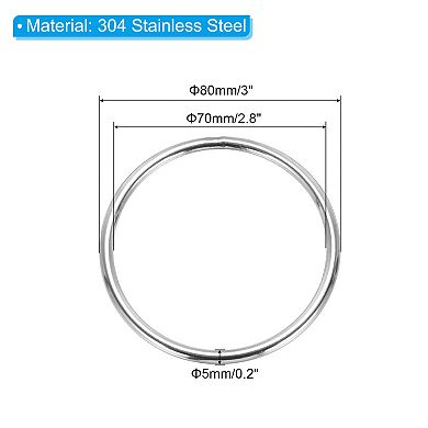 3" Metal O Rings, 2 Pcs O-Ring Heavy Smooth Round Rings for Macrame, DIY Craft, Keychain, Dog Leash