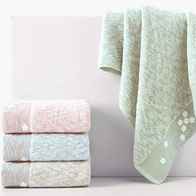 Floral Embroidered Hand Towels, Pure Cotton Soft Absorbent Towel Set 14" x 28" 4 Pack