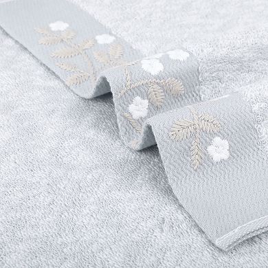 Floral Embroidered Hand Towels, Pure Cotton Soft Absorbent Towel Set 14" x 28" 4 Pack