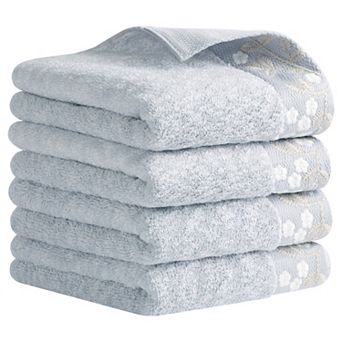 Floral Embroidered Hand Towels, Pure Cotton Soft Absorbent Towel Set 14" x 28" 4 Pack