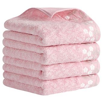 Floral Embroidered Hand Towels, Pure Cotton Soft Absorbent Towel Set 14" x 28" 4 Pack