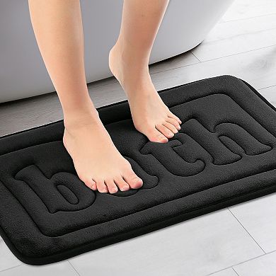 2Pcs Memory Foam Bathroom Rugs, Non Skid Bottom Bath Mat Water Absorbent Bath Carpet Rug 20" x 32"