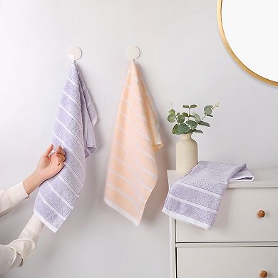Striped Cotton Bathroom Hand Towels, 13" x 29" Absorbent Soft Hand Towel 2 Pack