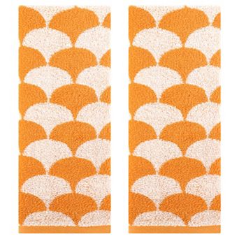 Cotton Hand Towels, Geometric Absorbent Soft Decorative Hand Towel 2 Pack