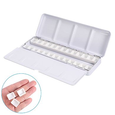 Empty Watercolor Palette, Metal Watercolor Tin with 26pcs Half Pans Paint Case with Lid 26 Wells