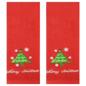Christmas Cotton Hand Towels, Cute Letter Print Bathroom Decorative Hand Towel 2 Pack