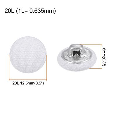 20pcs 20L Fabric Cloth Covered Button 12.5mm Metal Shank Round Sewing Buttons