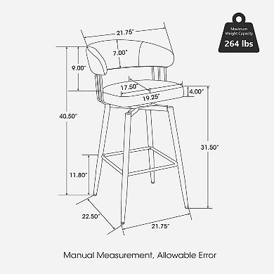 Glitzhome Set of 2 Modern Fabric Swivel Bar Stool