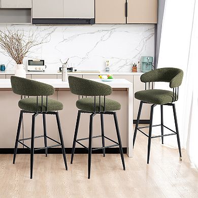 Glitzhome Set of 2 Modern Fabric Swivel Bar Stool