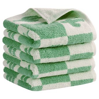 Color Block Plaid Cotton Hand Towels, Soft Absorbent Bathroom Towel 4 Pack