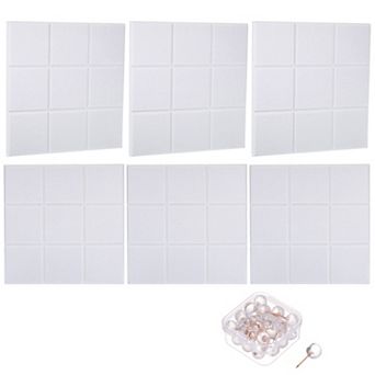 Felt Bulletin Board 12"x12" 6 Packs Self Adhesive Textured Square Felt Tiles with 30 Push Pins