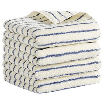 Stripe Hand Towels, Cotton Soft Absorbent Durable Bath and Face Towel 4 Pack