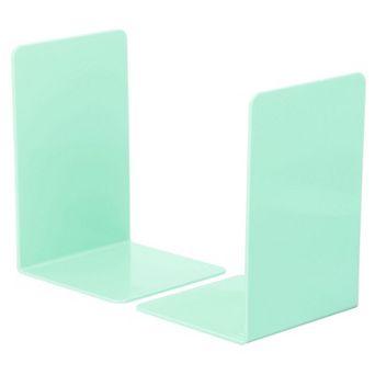 Acrylic Bookends, 2 Pack Plastic L-shaped Book Ends for Shelves Desktop Bookshelf Magazine Organizer