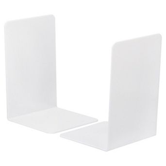 Acrylic Bookends, 2 Pack Plastic L-shaped Book Ends for Shelves Desktop Bookshelf Magazine Organizer