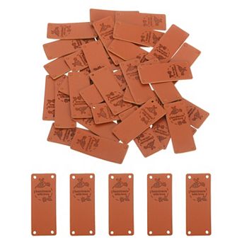 50 pc Handmade Leather Labels, PU Leather Handmade Tags Button with Hole Embossed Tag 50x20mm, Bees