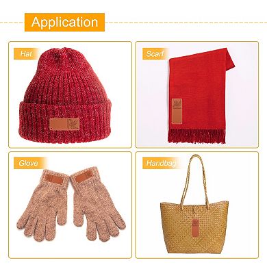 50 Pcs Handmade Leather Labels, PU Leather Handmade Tags Button with Hole Embossed Tag 50x20mm, Bees