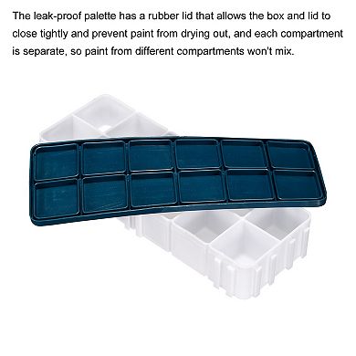 12 Compartments Paint Palette, 2 Pack Plastic Painting Tray Deep Saver Box