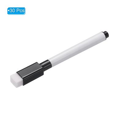 Dry Erase Marker Pens, 30 Pack Black Ink Fine Point Low Odor Whiteboard with Eraser Cap