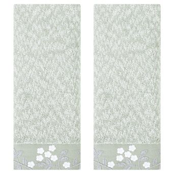 Floral Embroidered Hand Towels, Pure Cotton Soft Absorbent Towel Set 14" x 28" 2 Pack