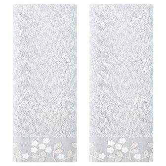 Floral Embroidered Hand Towels, Pure Cotton Soft Absorbent Towel Set 14" x 28" 2 Pack