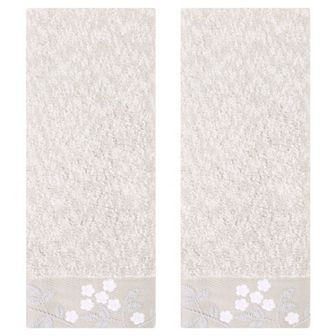 Floral Embroidered Hand Towels, Pure Cotton Soft Absorbent Towel Set 14" x 28" 2 Pack
