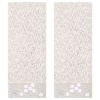 Floral Embroidered Hand Towels, Pure Cotton Soft Absorbent Towel Set 14" x 28" 2 Pack